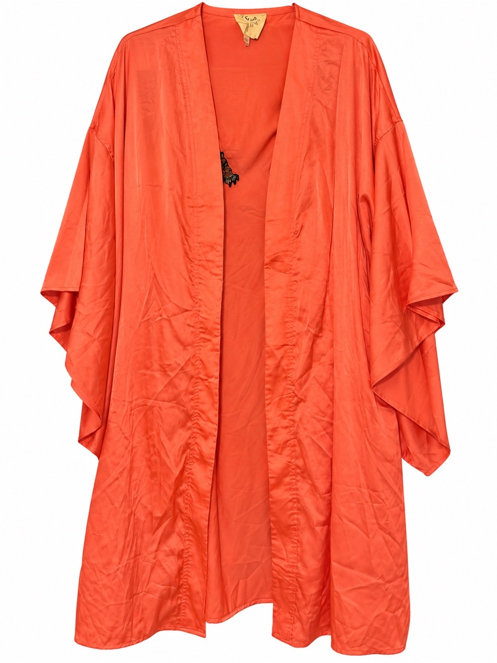 Fantastic Fawn Coral Pink Tiger Embroidered Kimono Robe